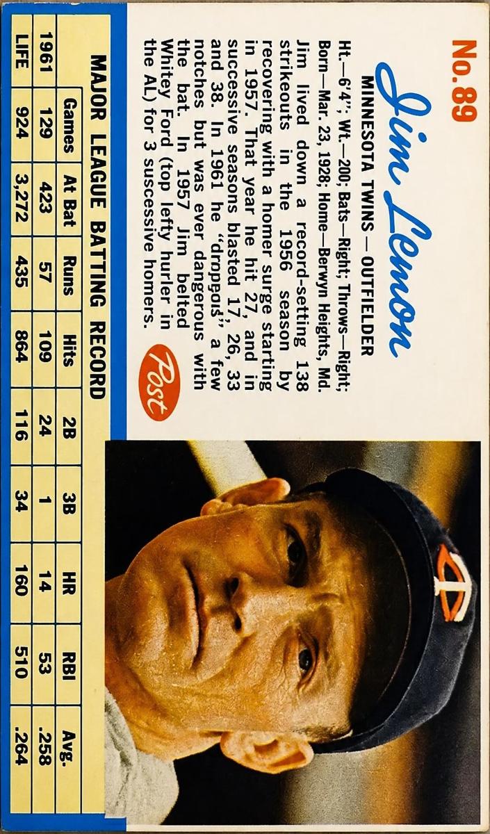 1962 Jim Lemon #89