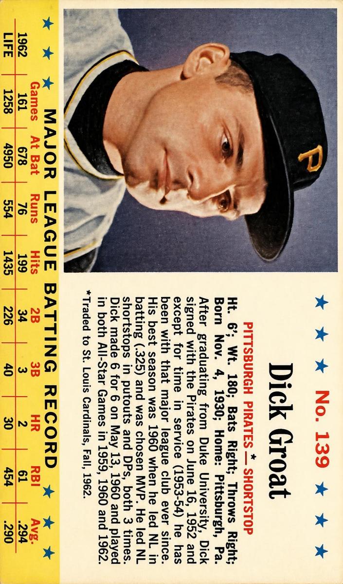 1963 Dick Groat #139