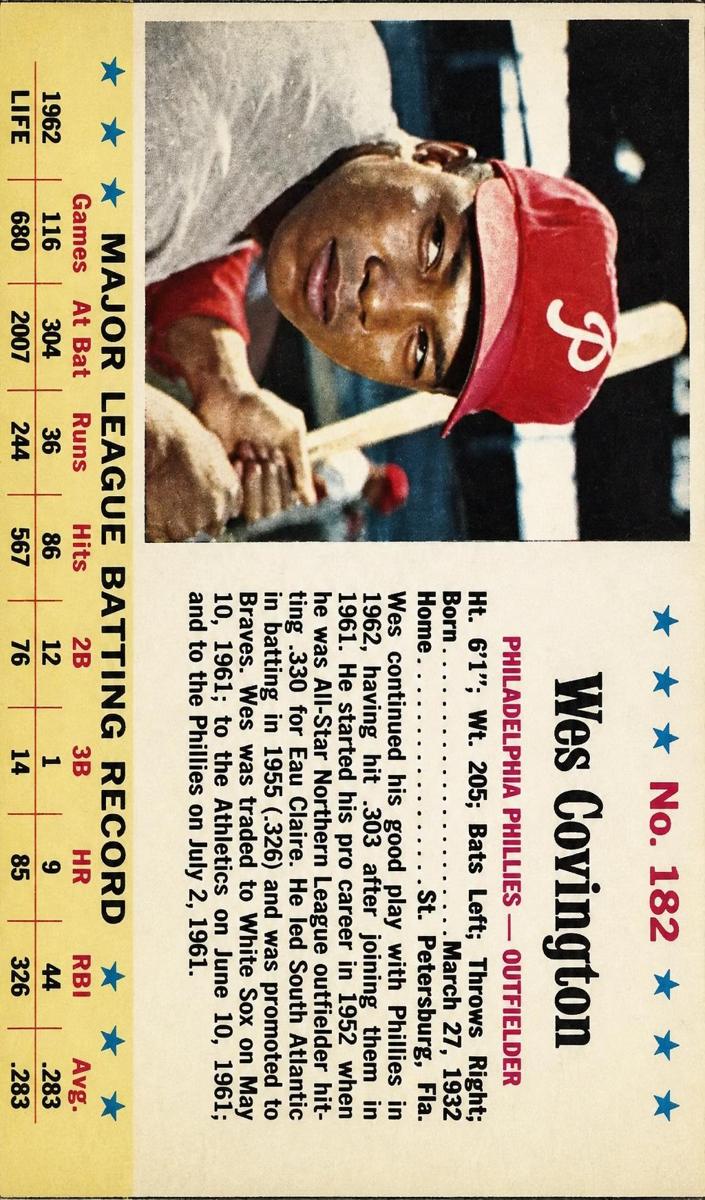 1963 Wes Covington #182