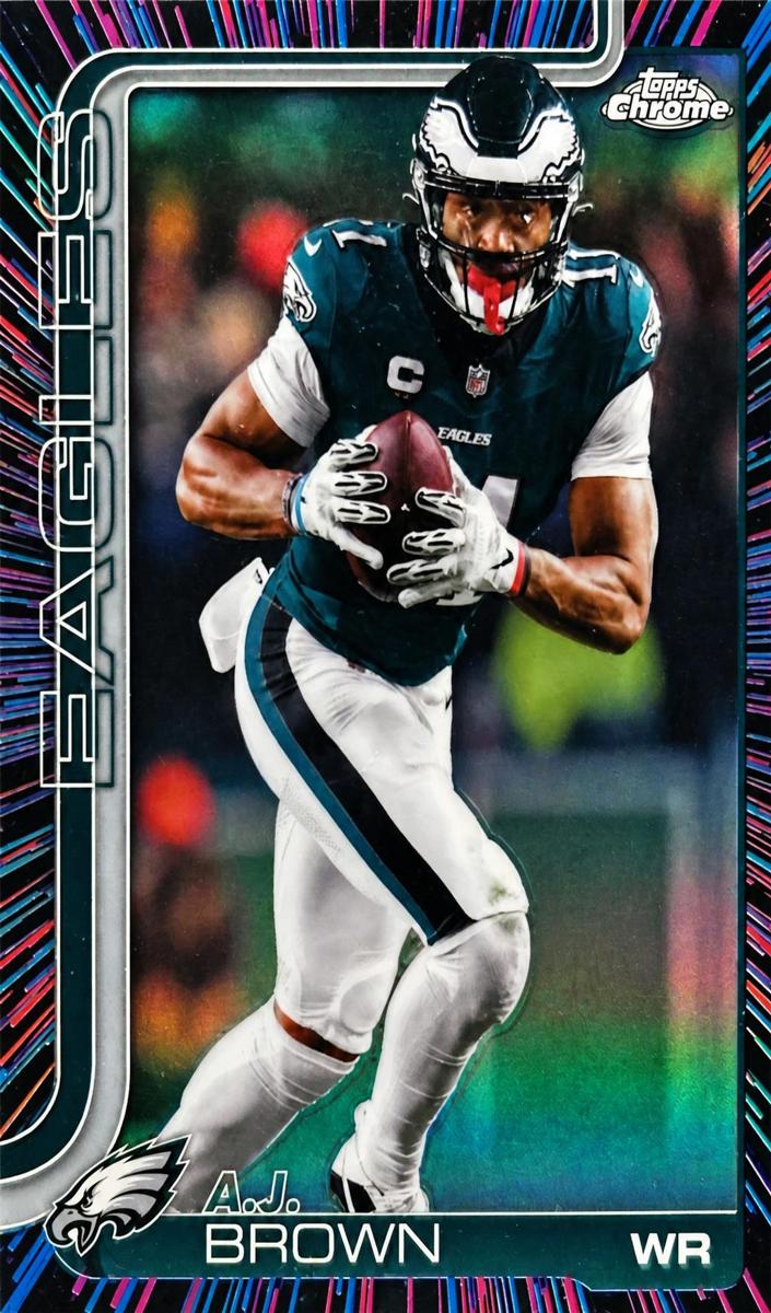 2025 Topps Chrome A.J. Brown [Yellow Wave Refractor] #243 card