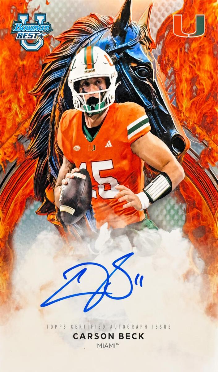 2025 Bowman Best University Workhorse Autograph Carson Beck #WA-CB card