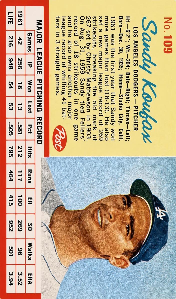 1962 Sandy Koufax [Red Lines] #109