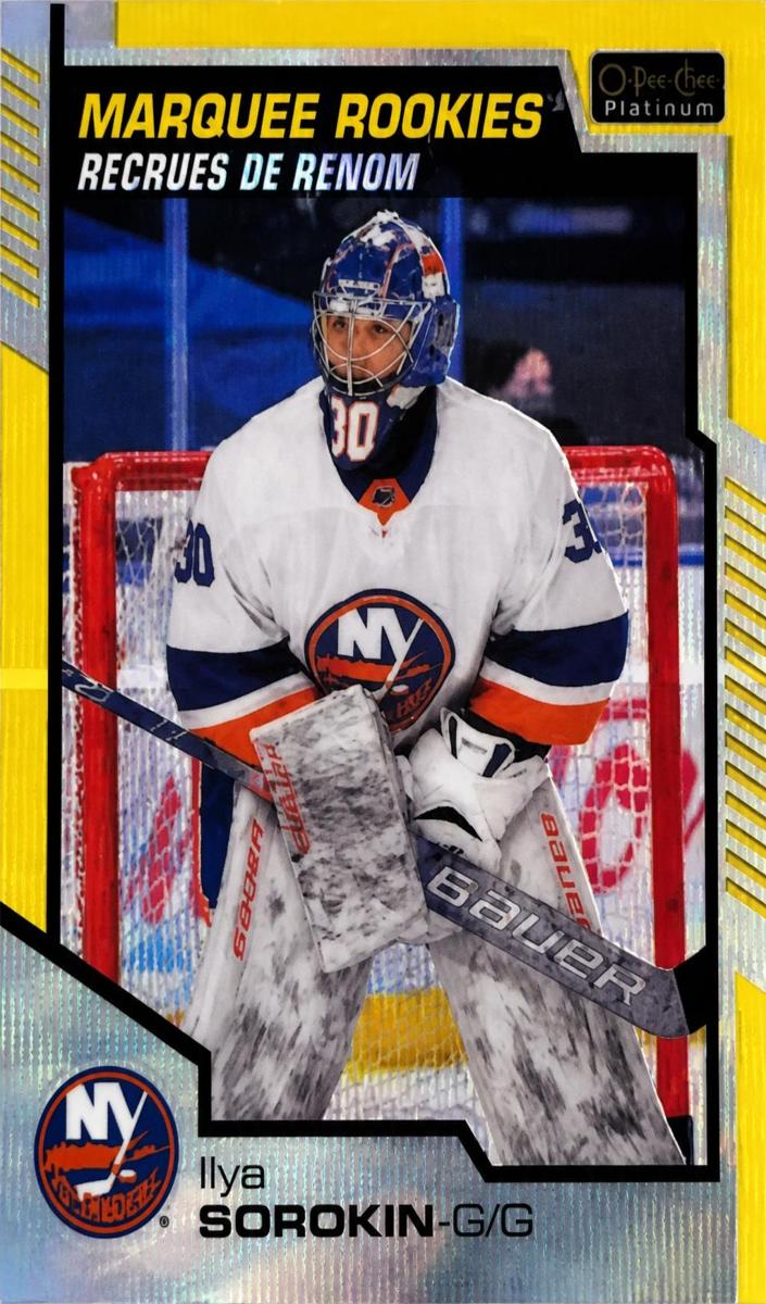 2020 O-Pee-Chee Platinum Ilya Sorokin [Neon Yellow Surge] #196 card