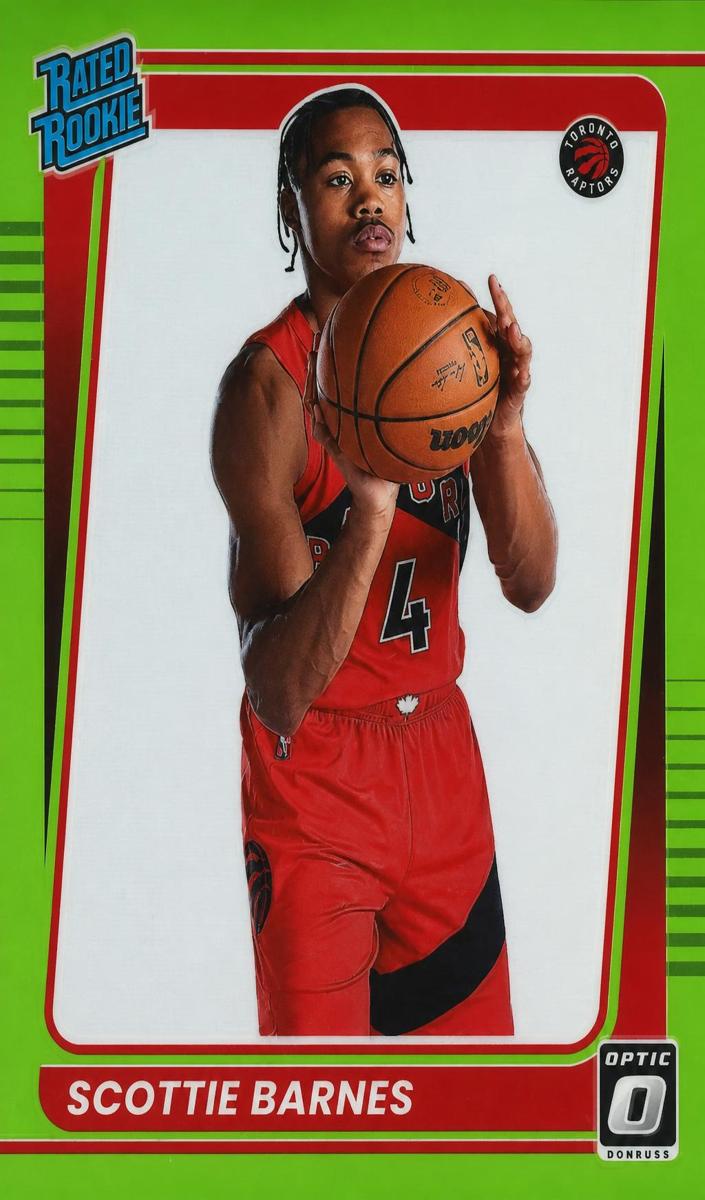 2021 Panini Donruss Optic LIME GREEN #186 Scottie Barnes front