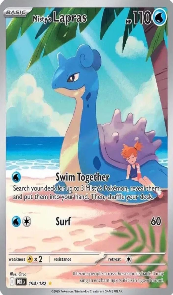 2025 Pokemon Destined Rivals Illustration Rare #194 Misty / Lapras front