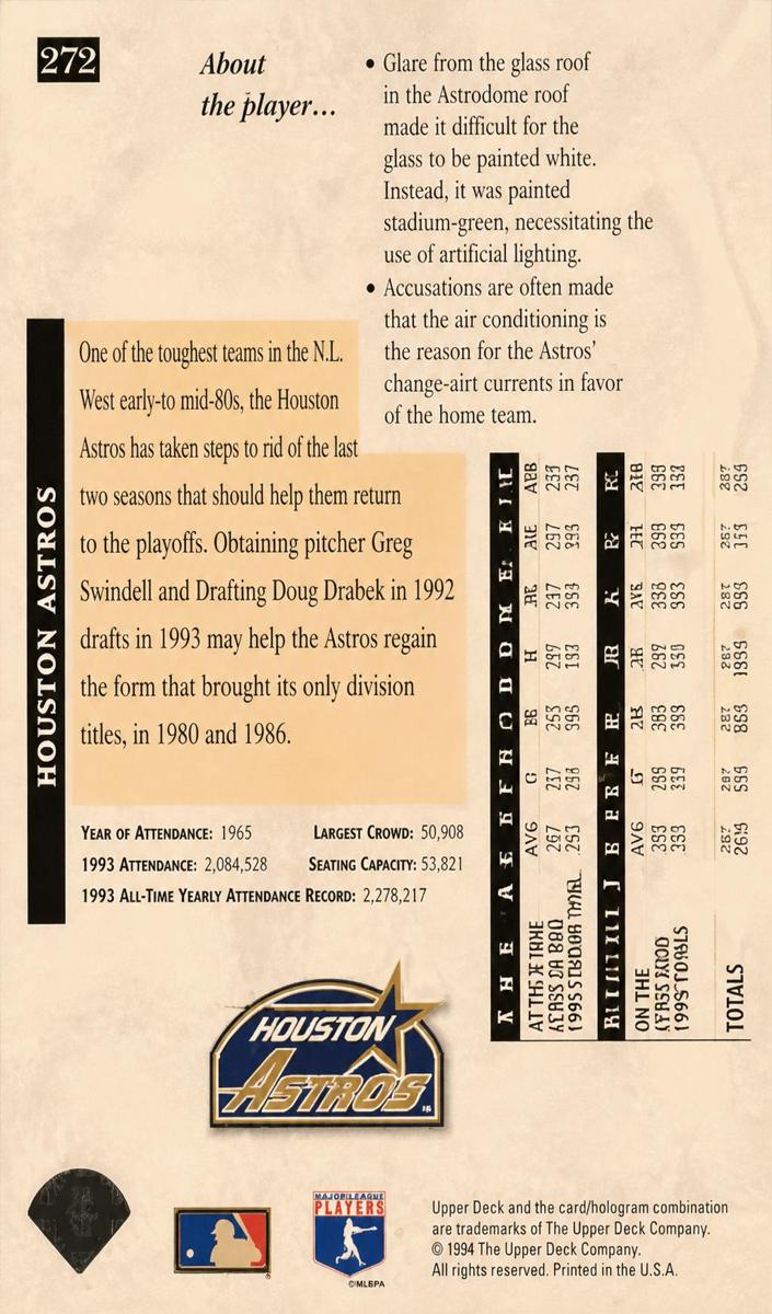 1994 Upper Deck Jeff Bagwell #272 card