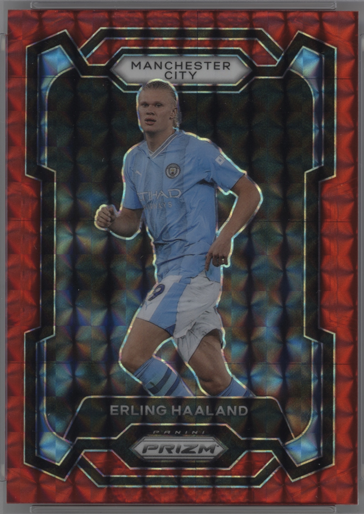 2023 Panini Prizm Premier League Erling Haaland [Red Mosaic] #3 card