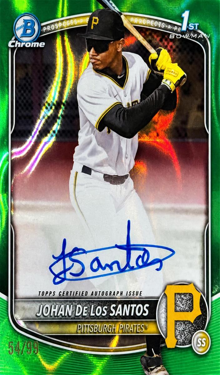 2025 Bowman Bowman Chrome CHROME PROS AU-SPECKLE REF #CPAJDLS Johan De Los front