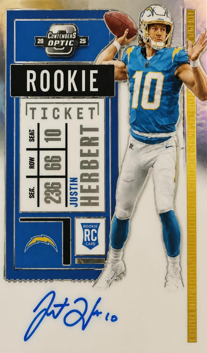 2020 Panini Contenders AUTOGRAPHCertificationPrimary Signer (1 Signer)JUSTIN HERBERT #104 Justin Herbert front