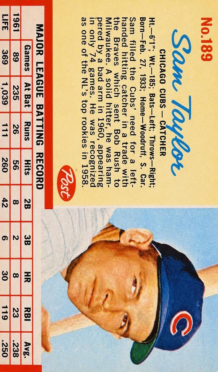 1962 Sam Taylor #189