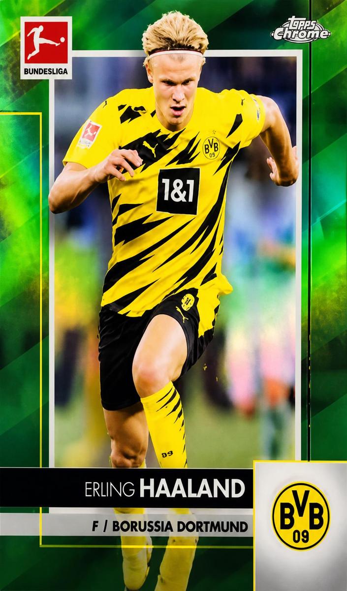2020 Topps Chrome Bundesliga Erling Haaland [Green Refractor] #32 card