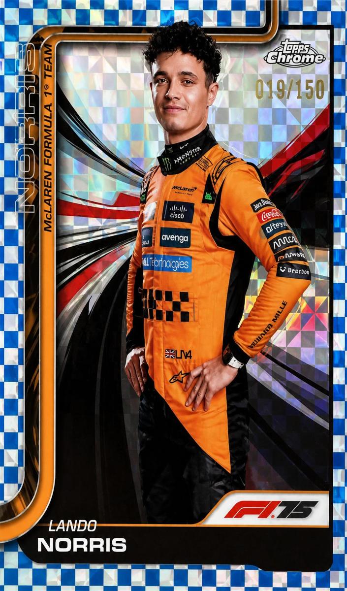 2025 Topps Chrome F1 Lando Norris [Blue Checker Flag Refractor] #5 card