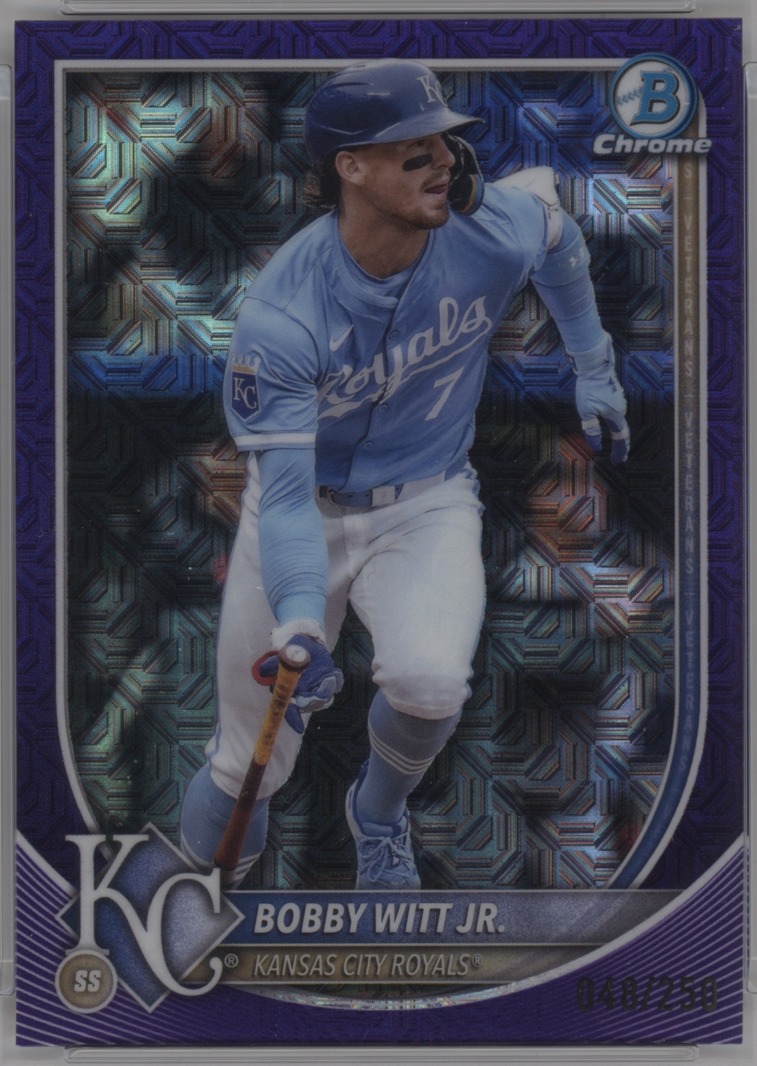 2025 Bowman Chrome Mega Box Baseball Purple Mojo Refractor Bobby Witt Jr. #7