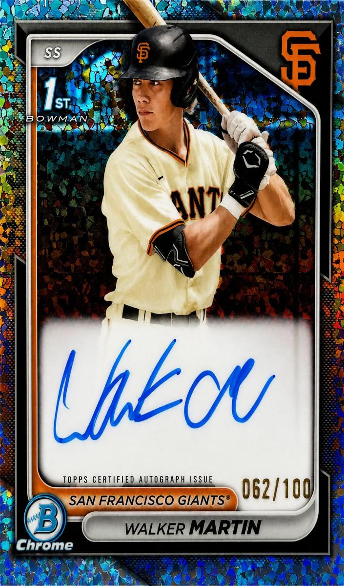 2024 Bowman Bowman Chrome CHR PRSPCT AU-MINI DIA REF #CPAWM Walker Martin front