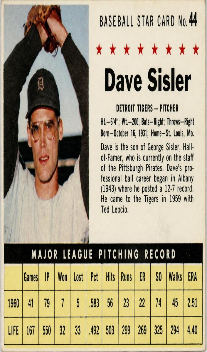 1961 Dave Sisler [Hand Cut] #44