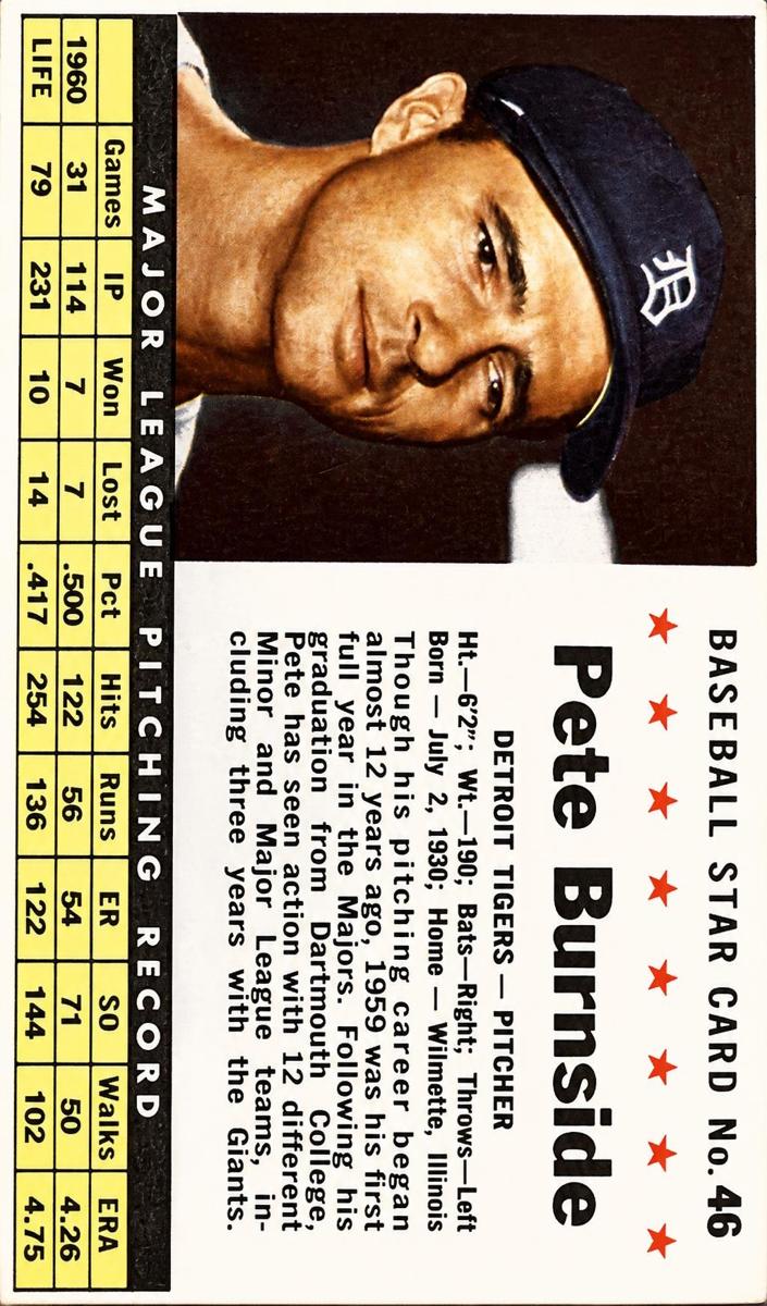 1961 Pete Burnside [Hand Cut] #46