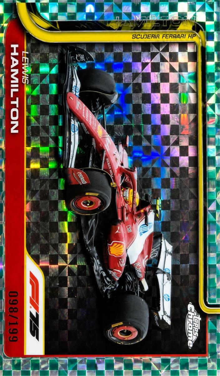 2025 Topps Chrome F1 Lewis Hamilton [Aqua Checker Flag Refractor] #76 card