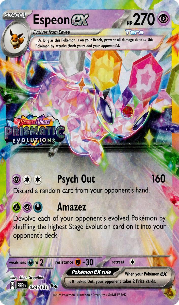 2025 Pokemon Prismatic Evolutions SURPRISE BOX EXCLUSIVE #034 Espeon front