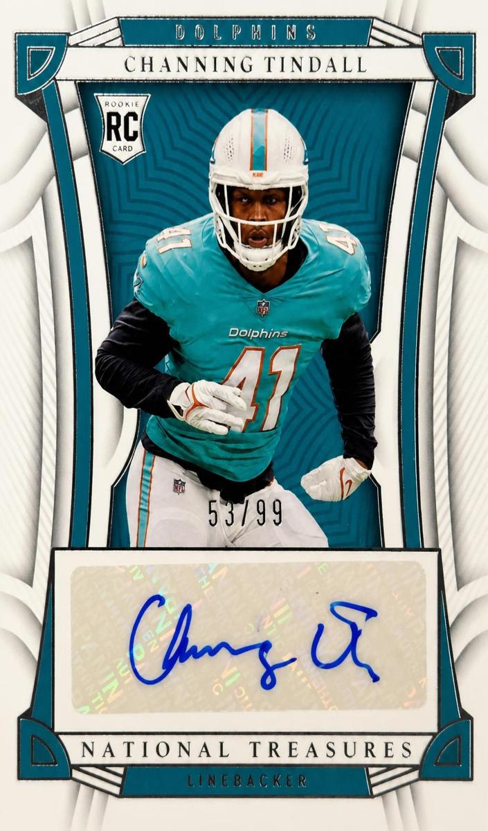 2022 Panini National Treasures Channing Tindall #136 card