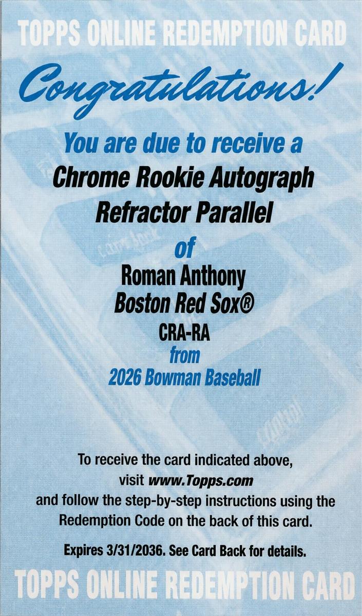 2026 Roman Anthony #CRA-RA