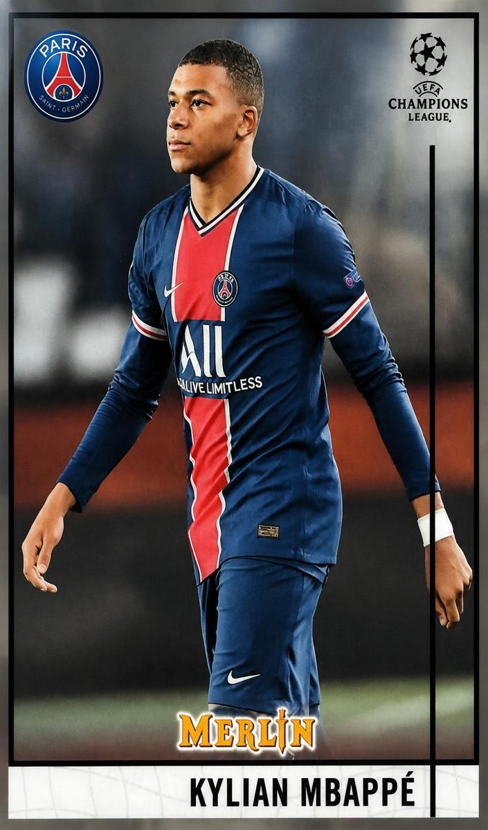 2020 Topps Merlin Chrome UEFA Champions League Kylian Mbappe #100 card