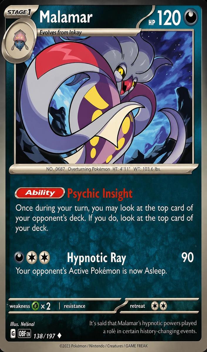 Malamar 2023 Pokemon Scarlet & Violet Obsidian Flames
