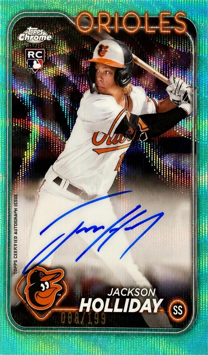 2024 Topps Topps Chrome RKE AUTO-AQUA WAVECertificationPrimary Signer (1 Signer)JACKSON HOLLIDAY #RAJH Jackson Holliday front