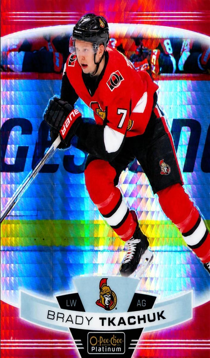 2019 O-Pee-Chee Platinum Brady Tkachuk [Red Prism] #126 card