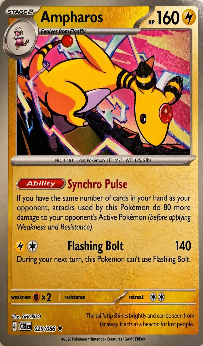 Ampharos 2026 Pokemon Mega Evolution Chaos Rising Reverse Holo