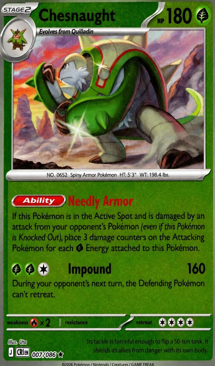 Chesnaught 2026 Pokemon Mega Evolution Chaos Rising Reverse Holo