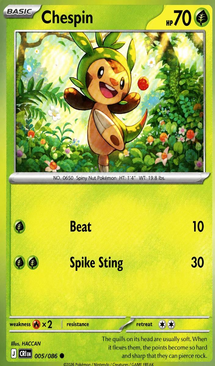 Chespin 2026 Pokemon Mega Evolution Chaos Rising