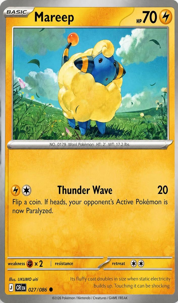 Mareep 2026 Pokemon Mega Evolution Chaos Rising