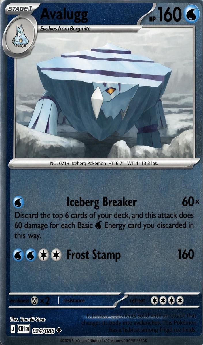 Avalugg 2026 Pokemon Mega Evolution Chaos Rising Reverse Holo