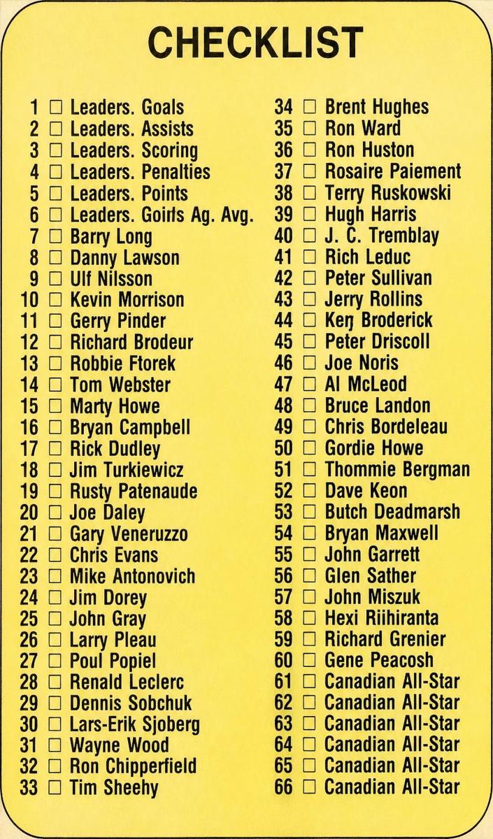 1976 O-Pee-Chee WHA Checklist 1-132 #117 card