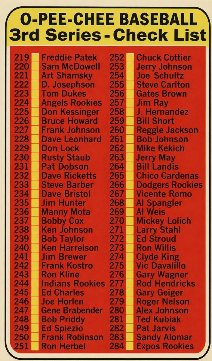 1969 Checklist 219-327 #214