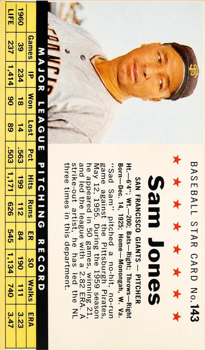 1961 Sam Jones [Perforated] #143