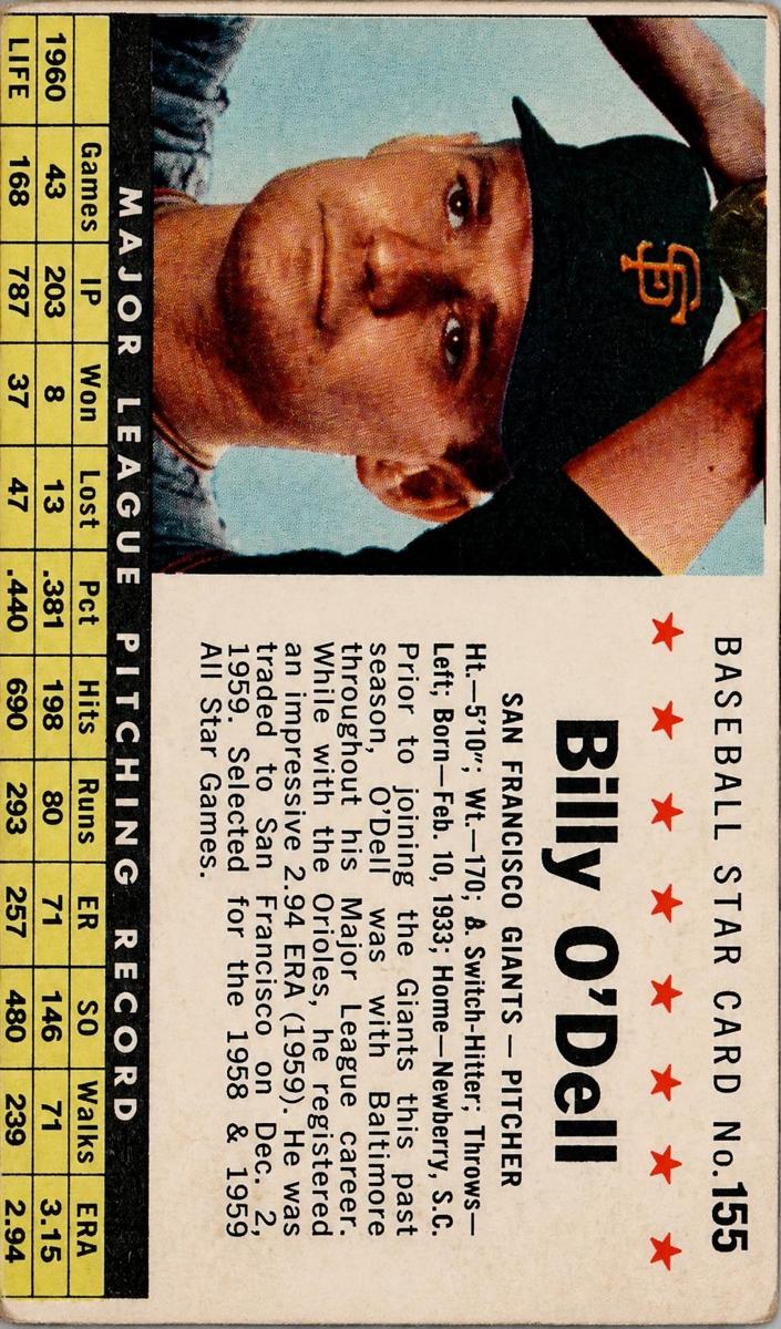1961 Billy O'Dell [Hand Cut] #155