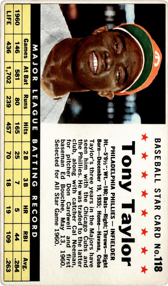 1961 Tony Taylor [Hand Cut] #118