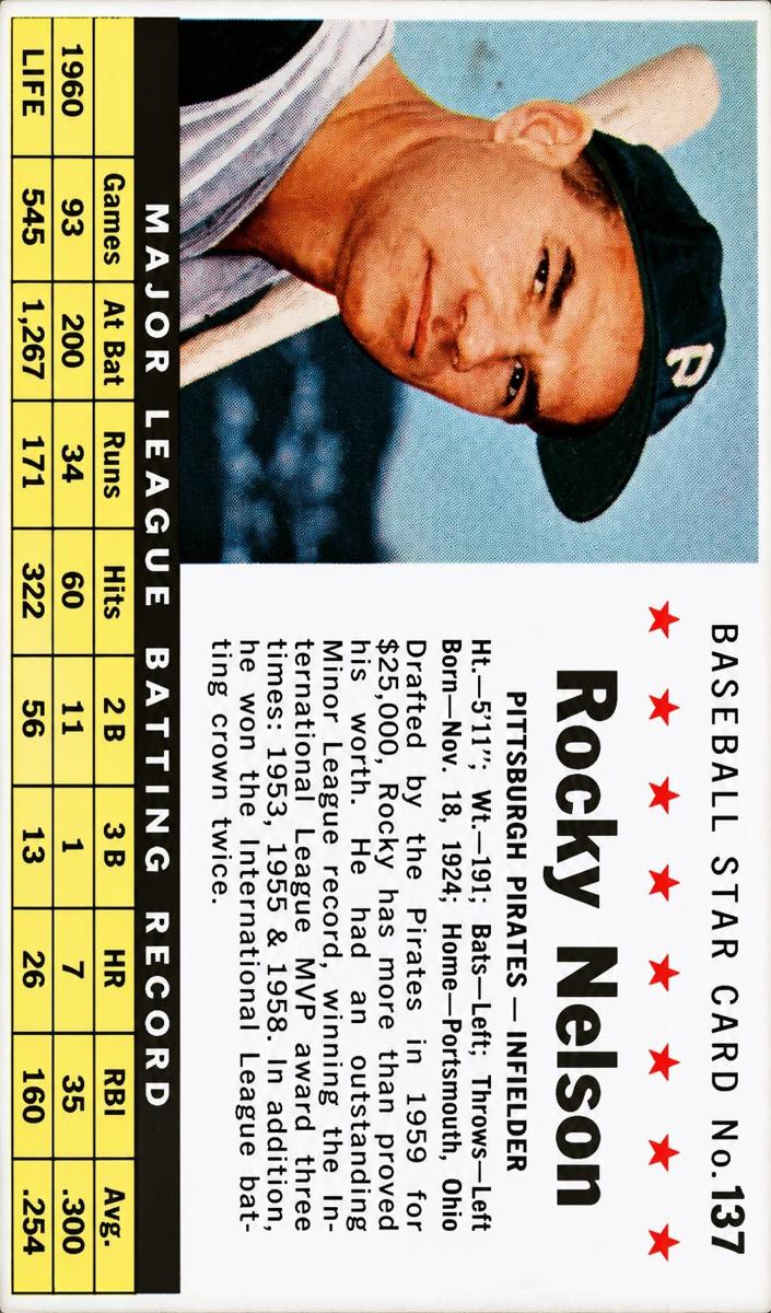 1961 Rocky Nelson [Hand Cut] #137
