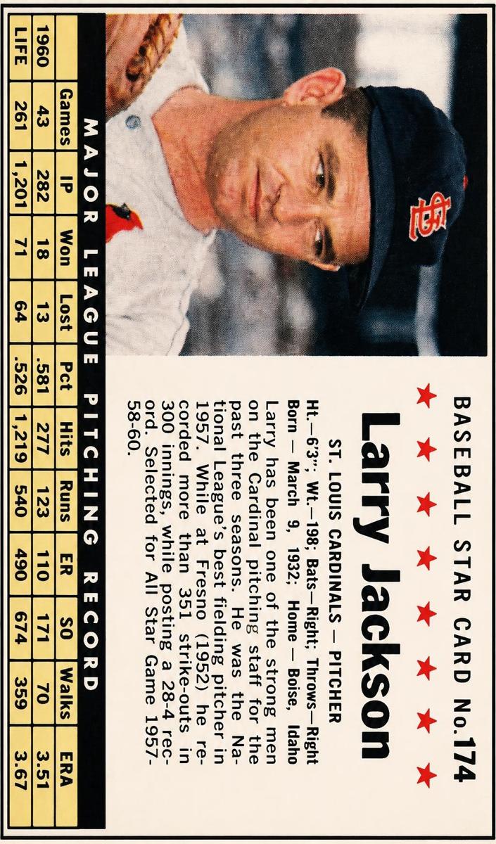 1961 Larry Jackson [Hand Cut] #174