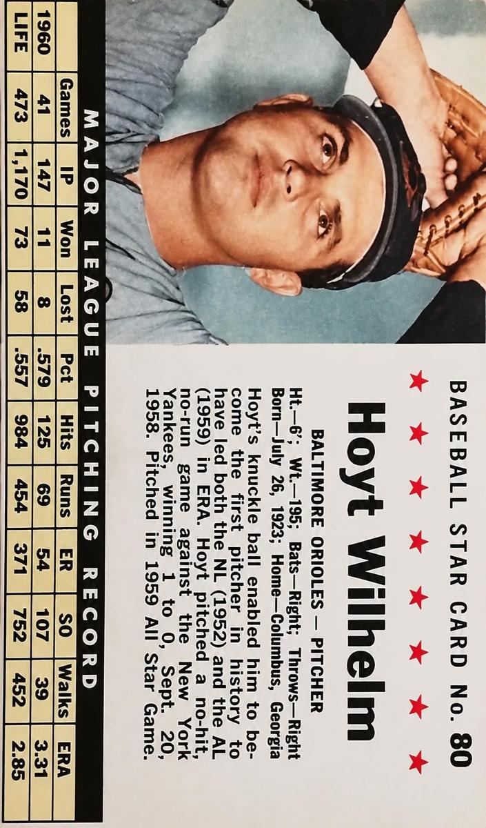 1961 Hoyt Wilhelm [Hand Cut] #80