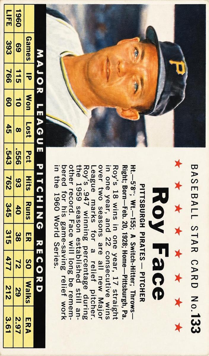 1961 Roy Face [Hand Cut] #133