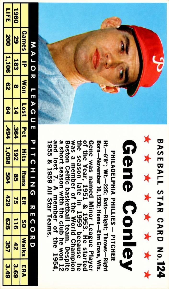 1961 Gene Conley [Hand Cut] #124