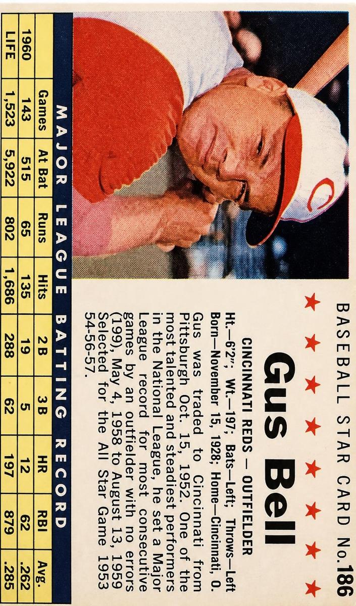 1961 Gus Bell [Perforated] #186