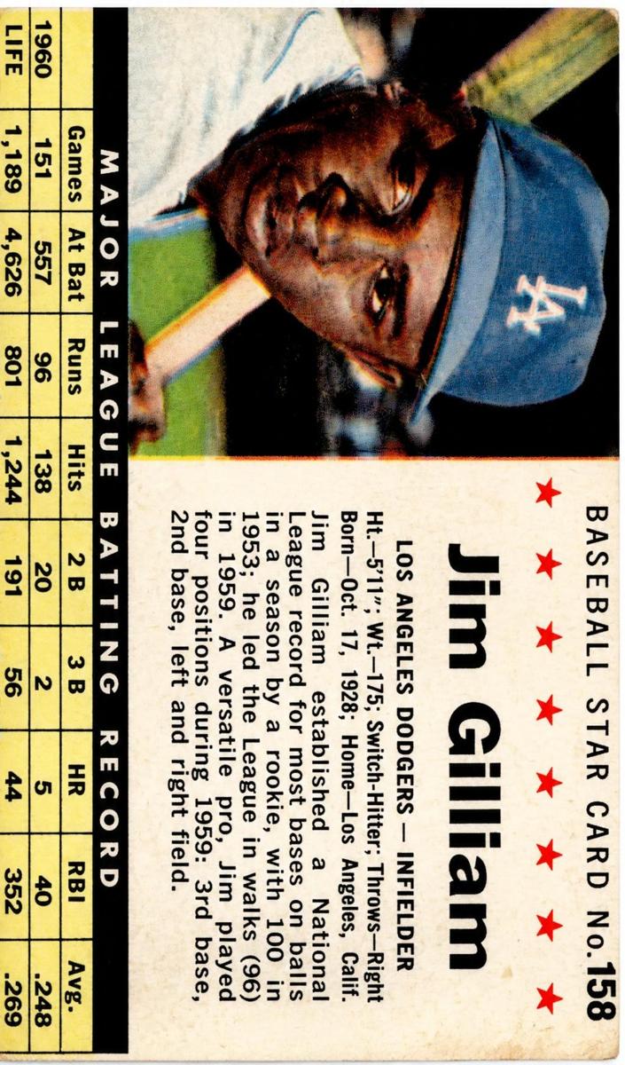 1961 Jim Gilliam [Hand Cut] #158