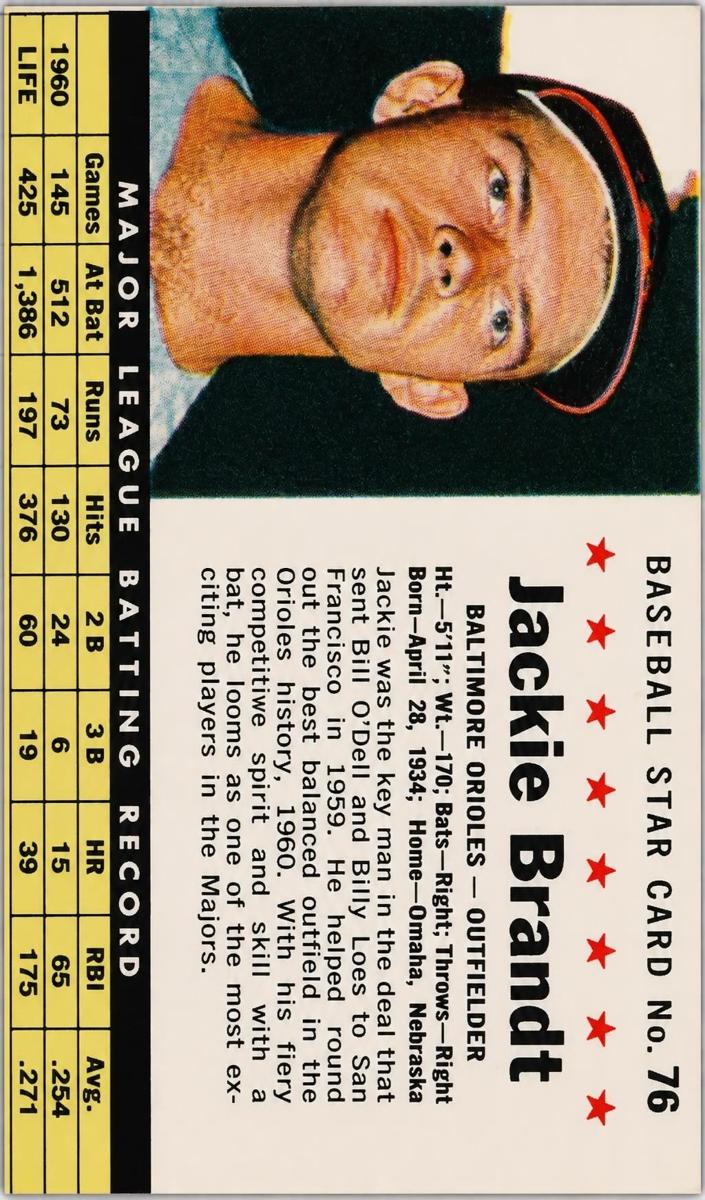 1961 Jackie Brandt [Hand Cut] #76