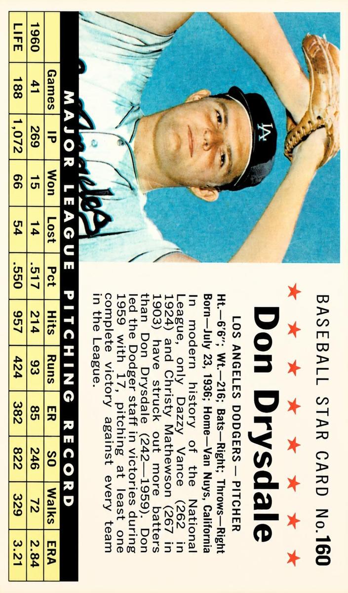 1961 Don Drysdale [Perforated] #160