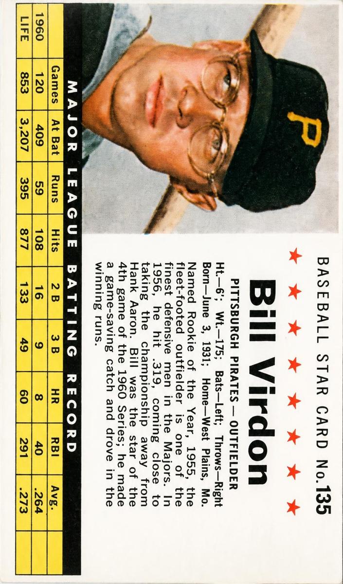 1961 Bill Virdon [Hand Cut] #135
