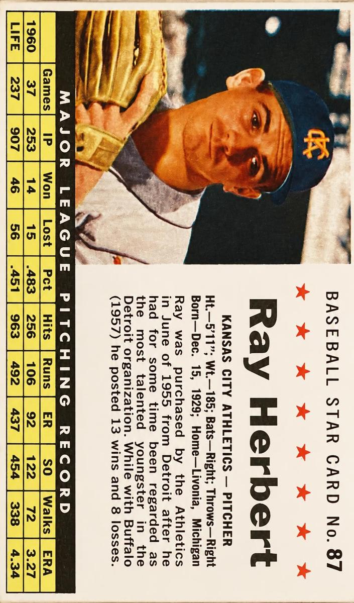 1961 Ray Herbert [Hand Cut] #87