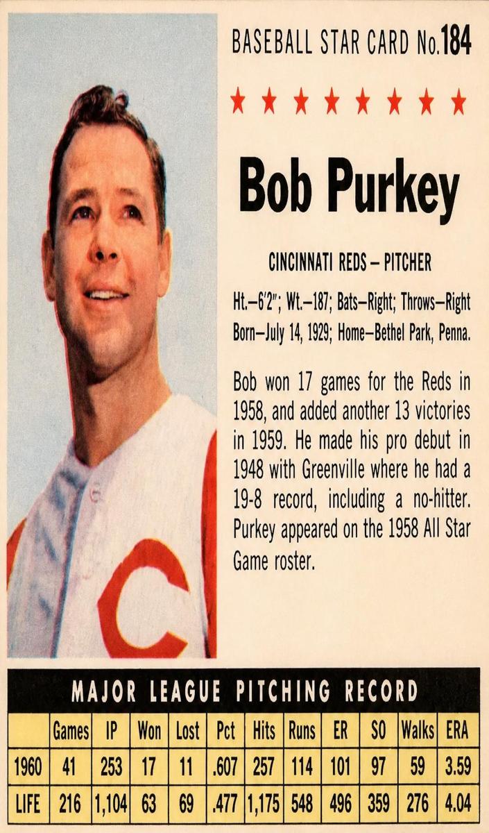 1961 Bob Purkey [Perforated] #184